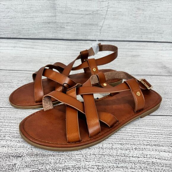 Torrid Women's Cognac Brown Strappy Gladiator Sandals Size 11.5 Wide - Picture 1 of 7